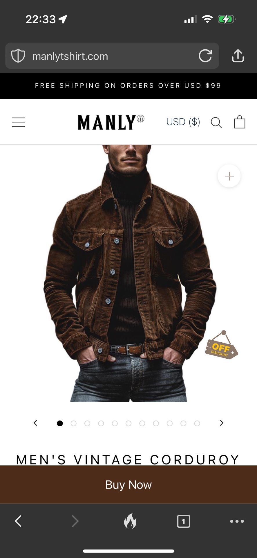 MEN'S VINTAGE CORDUROY LAPEL SINGLE BREASTED MULTI-POCKET WORK JACKET