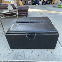 Brown Storage Ottoman Set (x2) Faux Leather