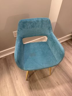 Teal Upholstered Armchair w/ Metal Legs