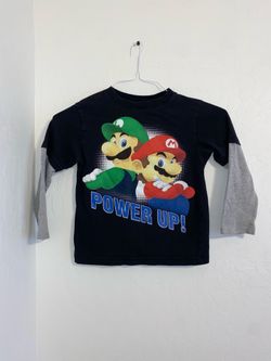 Nintendo Mario Bros 2011 Power Up Shirt 4/5yrs Old Black Mario Bros Long Sleeve