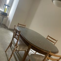 Glass-Top Dining Table with Chairs 