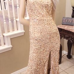 Champagne Color Sequin Velvet Homecoming/prom/ Formal 