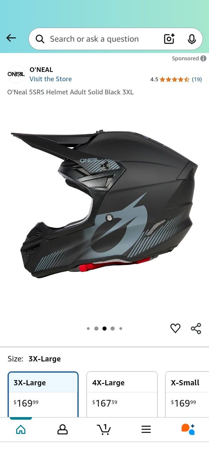 O'Neal 5SRS Helmet Adult Solid Black 3XL. 3850