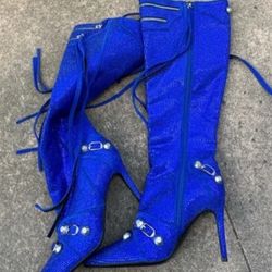 AKIRA Vibrant Blue Heeled Boots