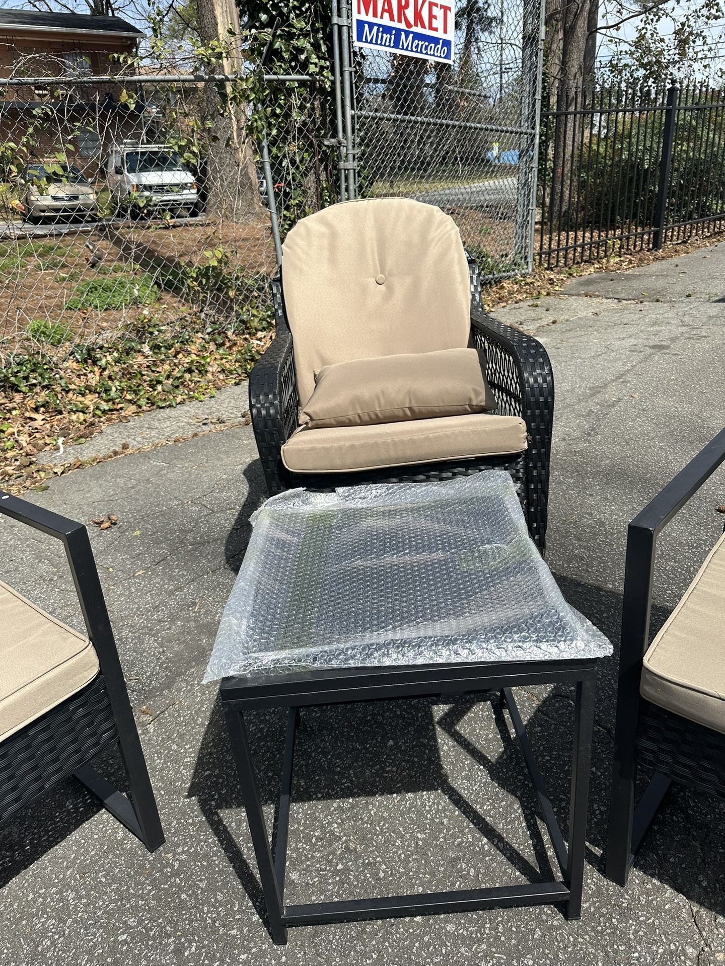 Black wicker Elegance set with 1 rocking chair