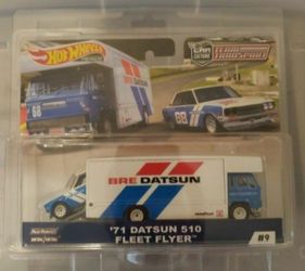 Hot Wheels Datsun 510 With Fleet Flyer Truck Mint Condition In Protector