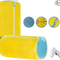 Laundry Bag For Shoes - Reusable Shoe Washing Machine Bag, Yellow, Pack of 2