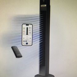 Lasko Xtra Air 48 in. 12-Speed Smart Tower Fan in Gray w/DC Motor, Works w/Alexia, Google, Whisper Quiet, Remote, 12in. Dia