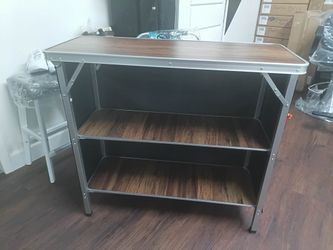 Folding Camp Kitchen Table with Shelves $70 or make a  resonable offer