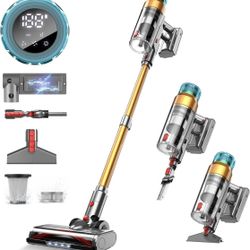 Cordless Vacuum Cleaner 600W 55Kpa Stick Vacuum,Up to 55Mins, Vacuum Cleaners for Home Rechargeable Wall Mount OLED Color Screen Anti-tangled Vacuum f