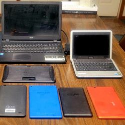 5 Tablets 1 Mini Dell Laptop, 1 Acer Laptop Lot
