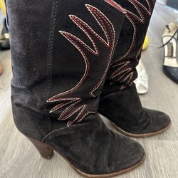 70's/80's Black Western Style Boots -made In Brazil