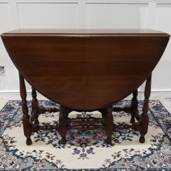 Round Drop-Leaf Dining Table