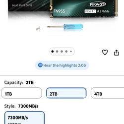 NVME M.2 SSD: Fikwot FN 955 2tb 