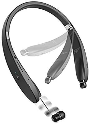 Neckband Wireless HiFi Sound Headset w Retractable Earbuds Premium Earphones Headphones Hands-Free Mic [Folding] for Verizon Samsung Galaxy S5