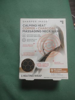 Sharper Image Calming Heat Copper + Charcoal Massaging Neck Wrap