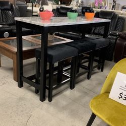 4-pc Table Set (Table With 3 Stools)