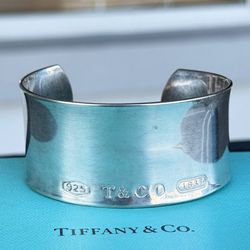 Large 6.75" Tiffany & Co 1837 Extra Wide Cuff Bracelet in Sterling Silver