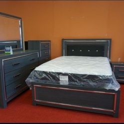 Lodanna Gray 4 Pieces Led Panel Bedroom Set Financing Available By ASHLEY 