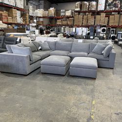 sectional sofa with two Ottoman, grey fabric