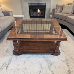 Coffee Table with Glass and Brass Top
