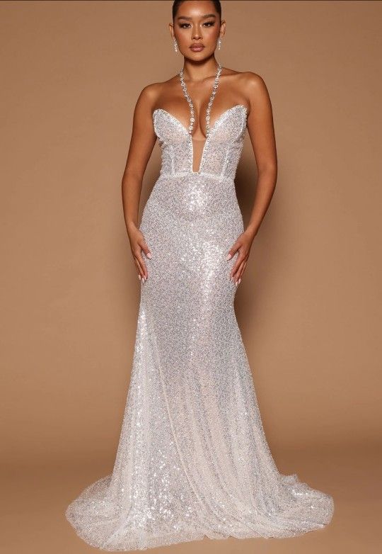 Sequin & Rhinestone Prom Dress 