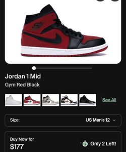 Jordan 1 Mid Gym Red Black 
Used
Size 12