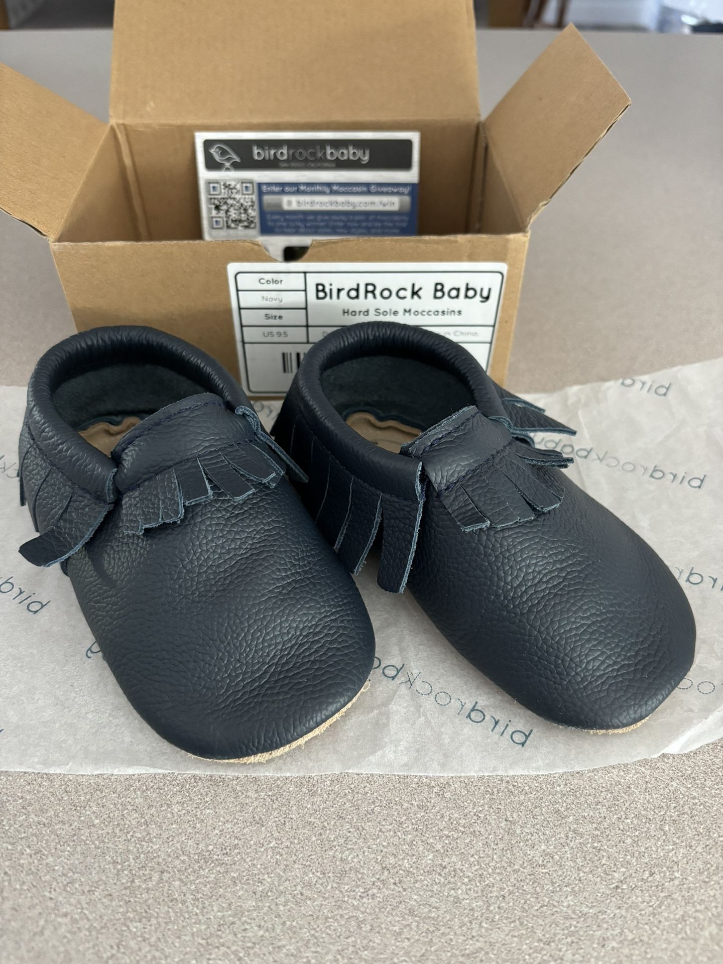 Bird Rock Baby hard sole moccasins 9.5