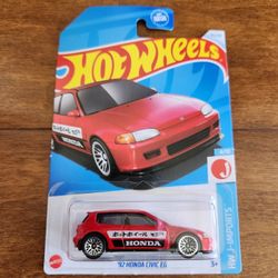 Hot Wheels 92 Honda Civic EG Red hatchback