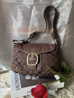 Coach Vintage Bag Signature Canvas Leather Sobo Handbag Brown