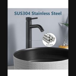 Sink Faucet Tall Bathroom Sink Faucet Single Hole Bathroom Faucet Round Body  Black And  chrome F7