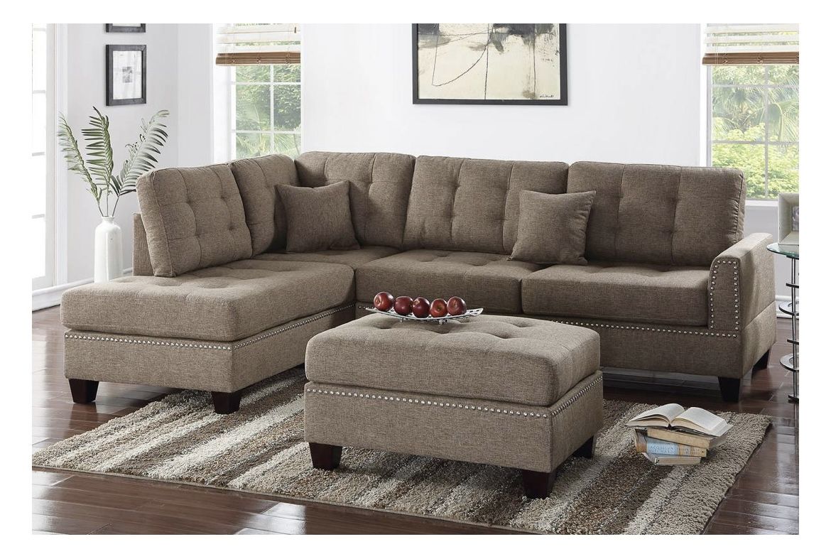 Brown Sectional Sofa With Ottoman