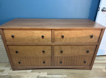 Mid Century Low Boy Solid Wood 6 Drawer Dresser