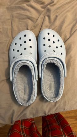 Light blue furry crocs -Size 10