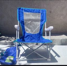 Mainstays Folding Hard Arm Beach Bag Chair, Blue