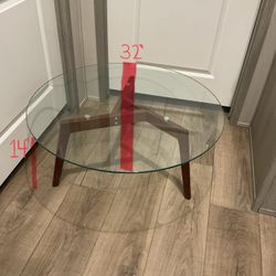 Article Clarus 31.5" Glass Coffee Table Walnut Used Like New $100 Cash Or Zelle South Austin Pick Up 