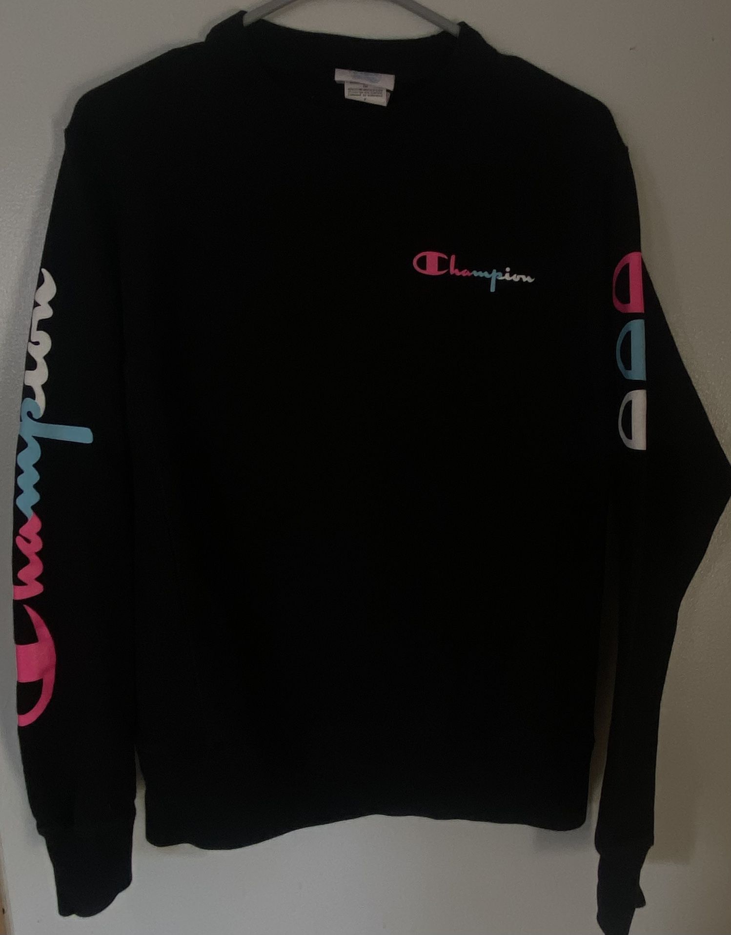 Champion Reverse Weave Crewneck Sweatshirt Neon Logo Size Small