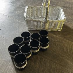 Basket and 9 candle holders