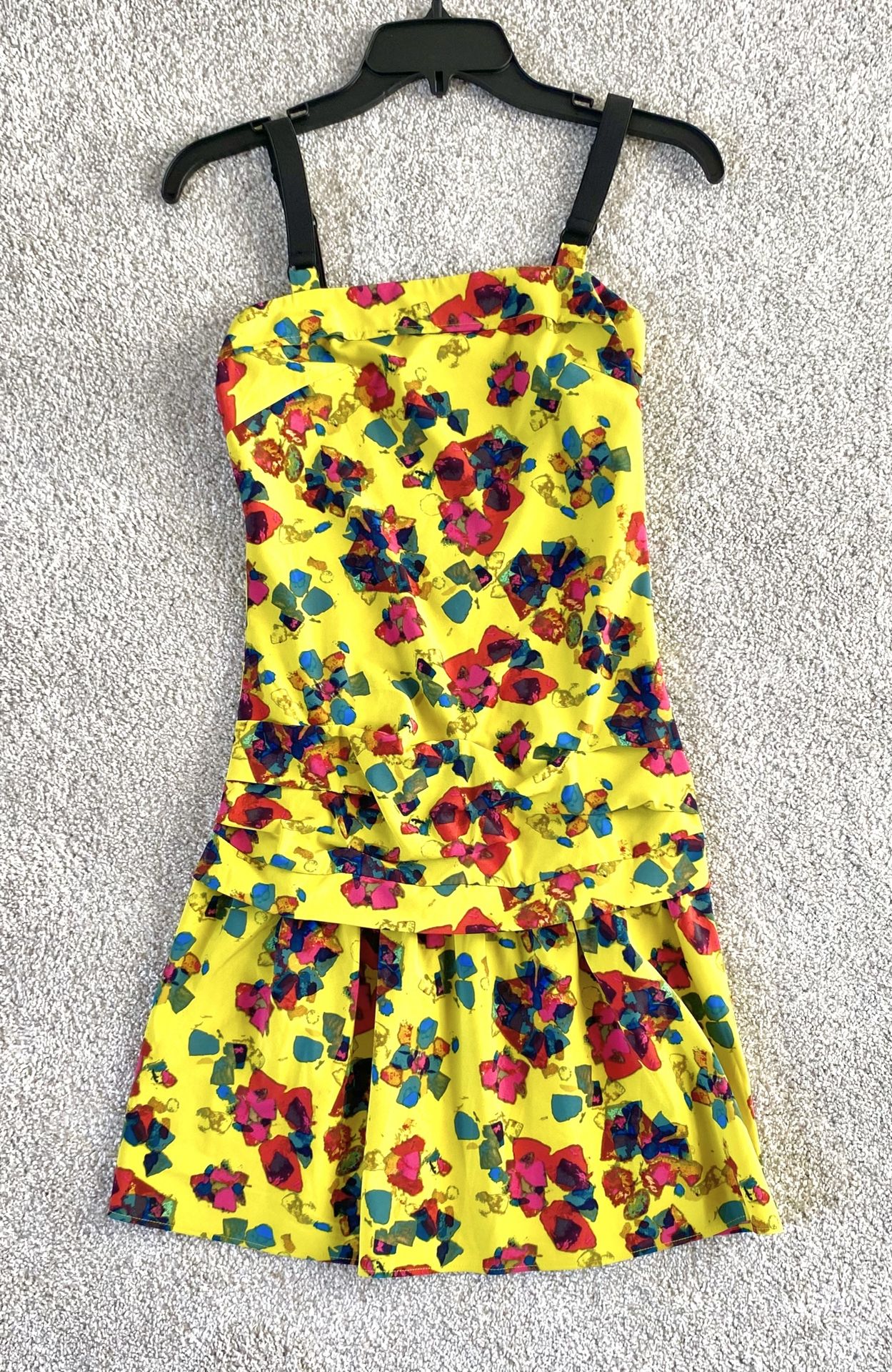 Women’s Rachel Roy (Size 0) - Vibrant Yellow Floral Print Dress with Ruffle Detail