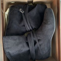 Michael Shannon Womens Black Low Boots Size 8