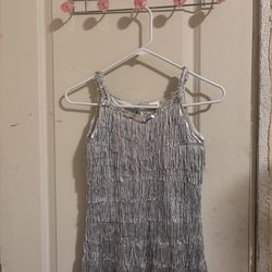 Silver sequin and fringe dress #glamour #party #eveningwear size 5-6 girls
