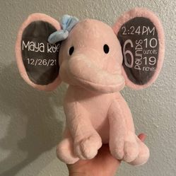 Customized Newborn Birth Stat Elephant 