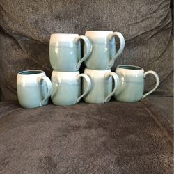 6 Mugs-white and light blue