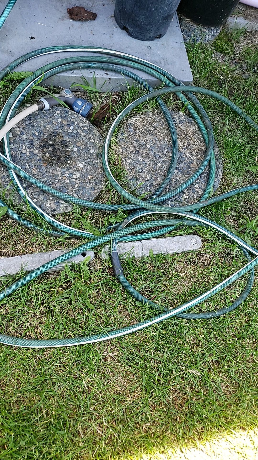 Box of kids toys/baby baths/ hose with hole in it