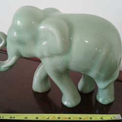 Celadon ceramic elephant figurine. 