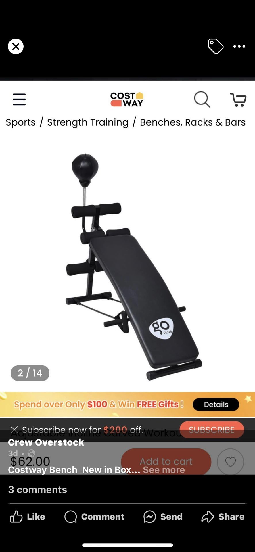 Adjustable incline Curved fitness sit up bench