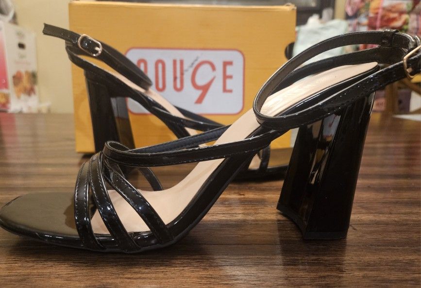Black Strappy Heels - Size 10