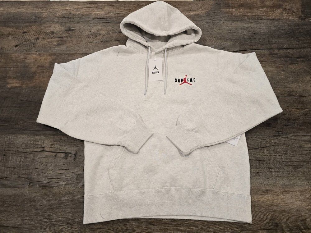 JORDAN X SUPREME 24AW ASH GREY HOODIE MENS...SZ XS...BNWT