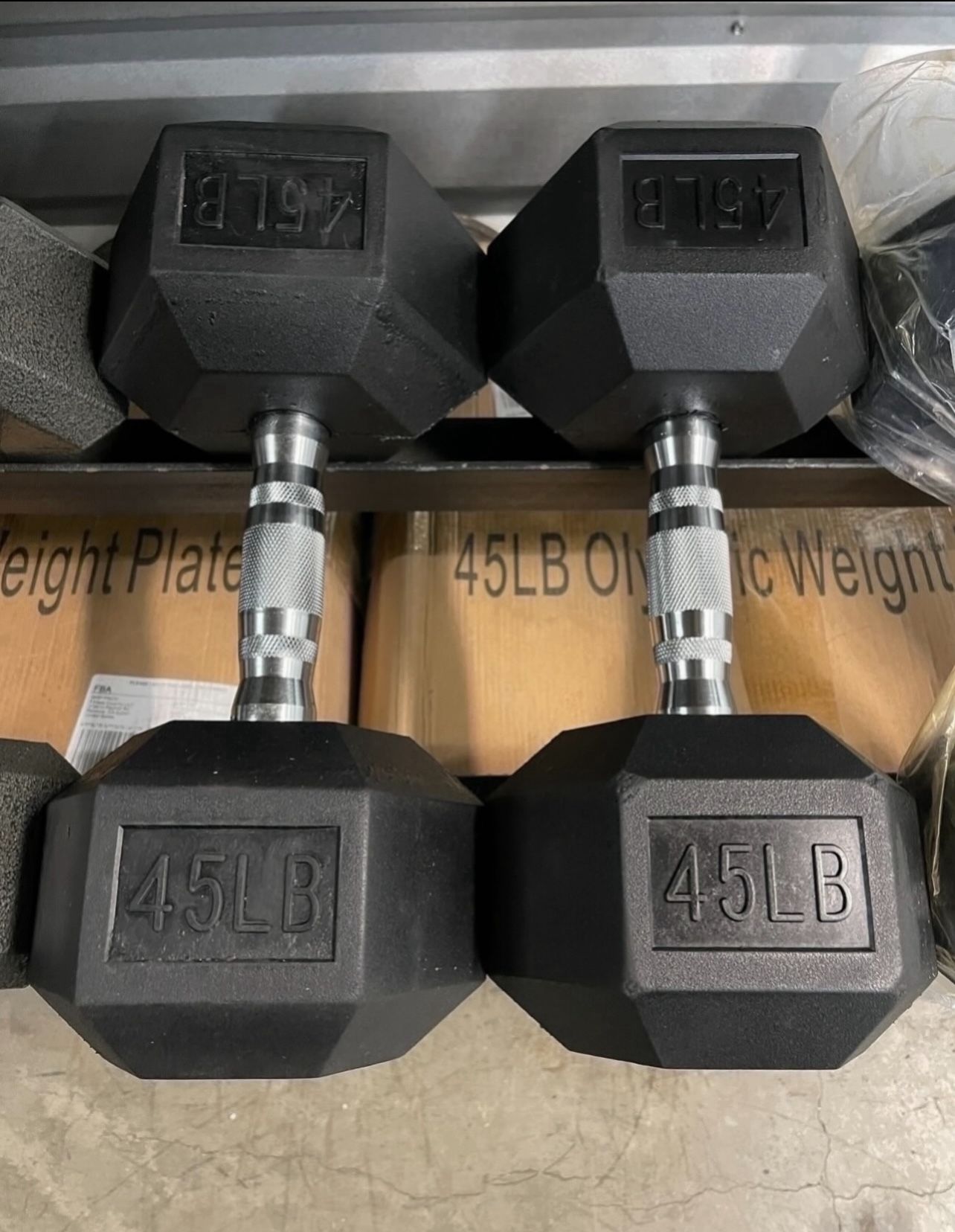 45 lbs Hex Rubber Dumbbell Weights…. (Brand New) Home Gym Fitness….