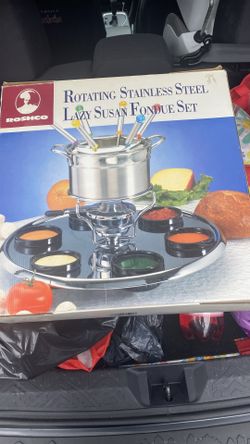 Roscho Rotating Stainless Steel Lazy Susan Fondue Set